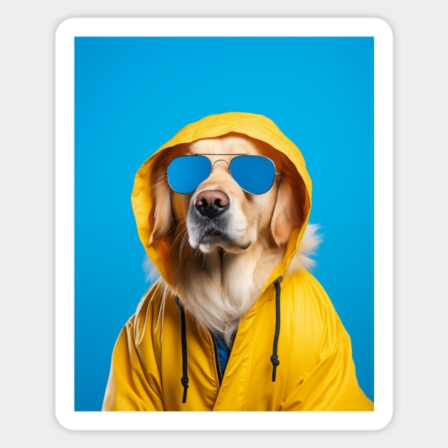 Golden Retriever Yellow Hoodie Sticker by JunkyDotCom